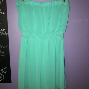 Short strapless teal dress